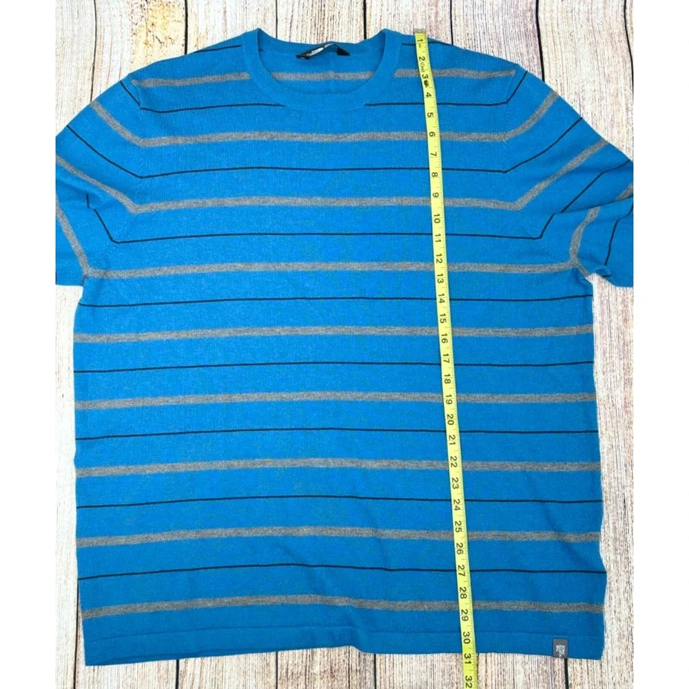 The North Face Sweater Mens 2XL‎ Blue Striped Wool Blend Crew Neck Pullover